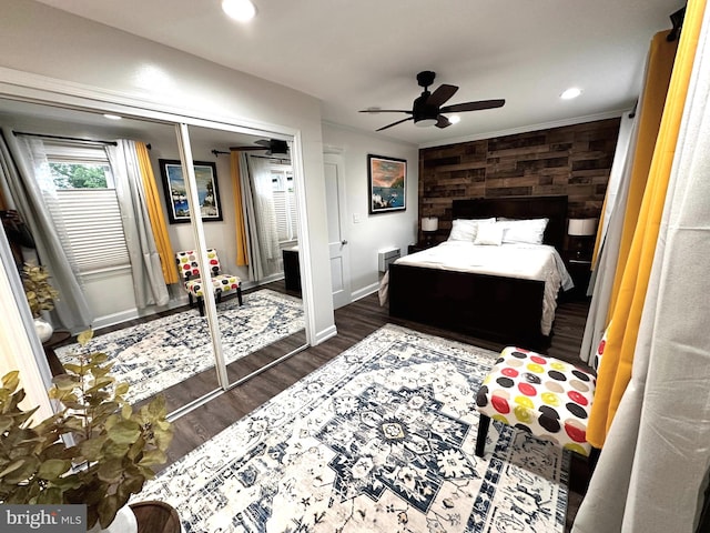14427 Seneca Rd, Germantown, MD 20874 - bedroom with wood finished floors, baseboards, ceiling fan, and recessed lighting