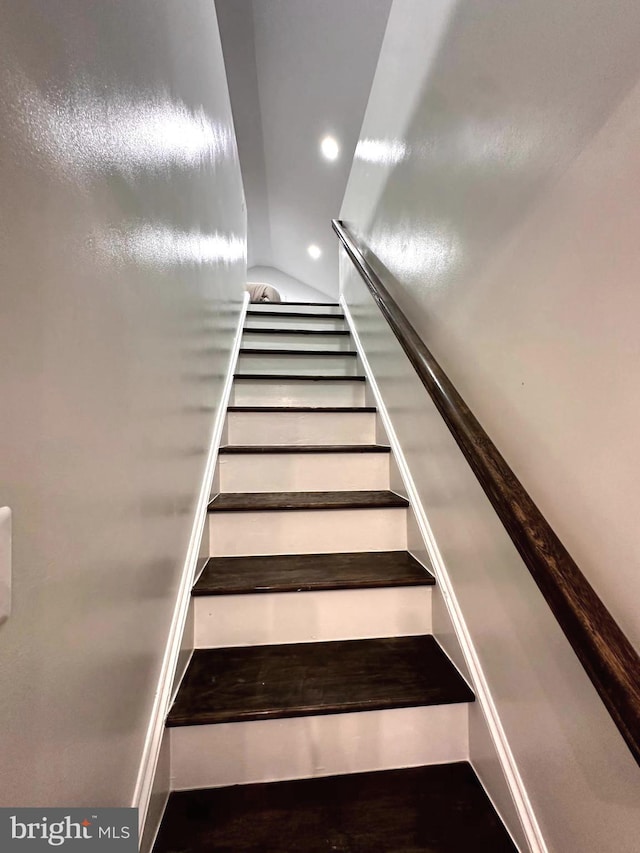 14427 Seneca Rd, Germantown, MD 20874 - stairway featuring recessed lighting and lofted ceiling