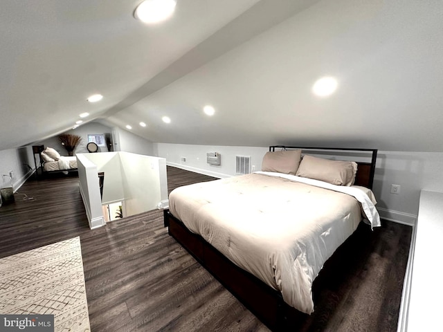 14427 Seneca Rd, Germantown, MD 20874 - bedroom featuring wood finished floors, baseboards, lofted ceiling, and recessed lighting