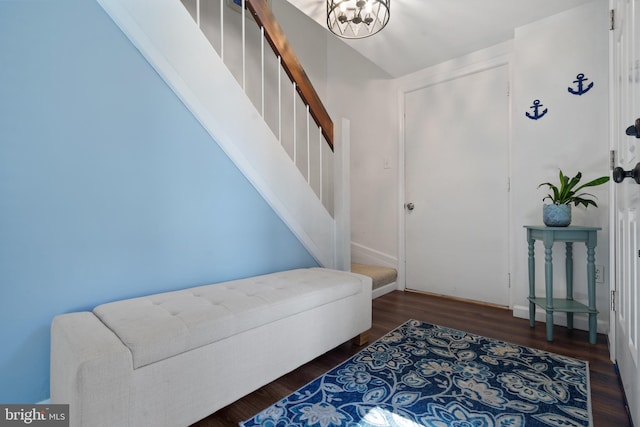 1513 Millikens Bend Rd, Herndon, VA 20170 - foyer with stairs, wood finished floors, and baseboards