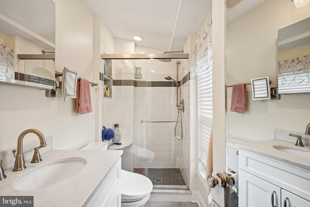 311 S American St, Philadelphia, PA 19106 - bathroom featuring toilet, vanity, a stall shower, and recessed lighting