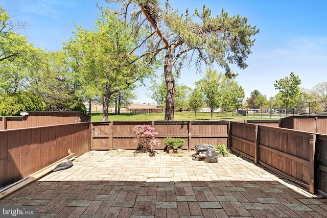 view of patio featuring a fenced backyard
