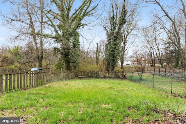 view of yard featuring a fenced backyard