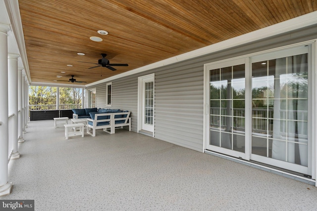 view of patio featuring outdoor lounge area and a ceiling fan