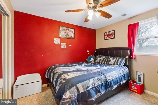 11 Solar Dr, New Providence, PA 17560 - bedroom featuring visible vents, baseboards, a ceiling fan, and carpet
