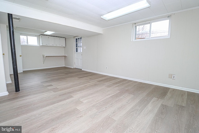 827 Crothers Ln, Rockville, MD 20852 - basement featuring visible vents, baseboards, and light wood-type flooring