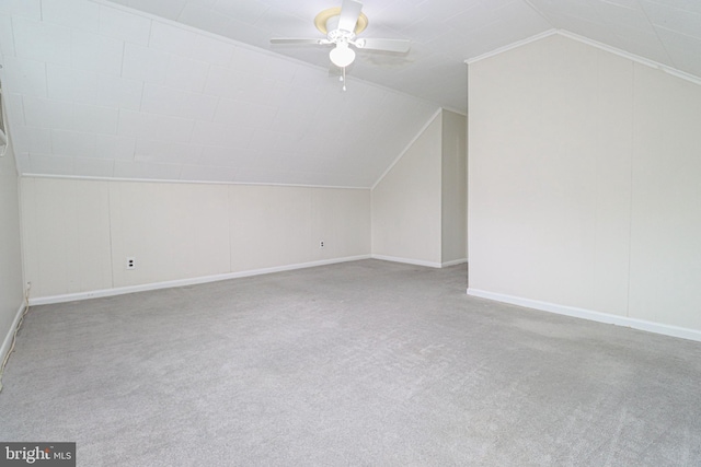 827 Crothers Ln, Rockville, MD 20852 - additional living space with ceiling fan, baseboards, lofted ceiling, and carpet