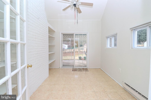 827 Crothers Ln, Rockville, MD 20852 - spare room with tile patterned floors, a towering ceiling, a baseboard heating unit, and ceiling fan