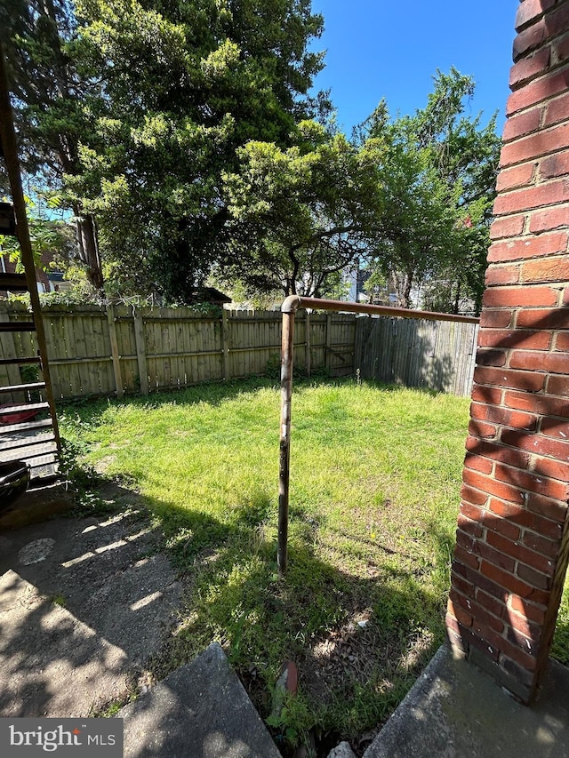 view of yard with a fenced backyard