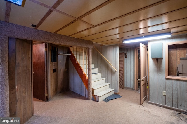 139 Kimport Ave, Boalsburg, PA 16827 - finished below grade area featuring wood walls, carpet flooring, and stairs