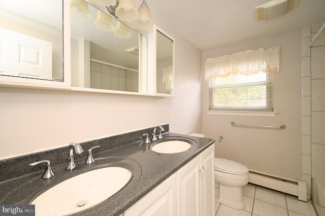 745 Champlain Dr, King Of Prussia, PA 19406 - full bathroom featuring a sink, tile patterned floors, toilet, and baseboard heating