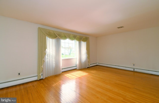 745 Champlain Dr, King Of Prussia, PA 19406 - empty room featuring light wood finished floors, a baseboard radiator, a baseboard heating unit, and visible vents