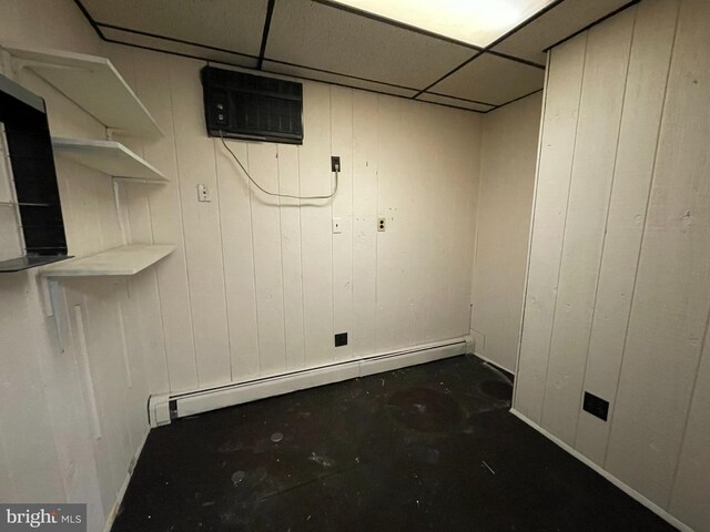 1414 S 5th St, Philadelphia, PA 19147 - below grade area with a baseboard radiator and a drop ceiling