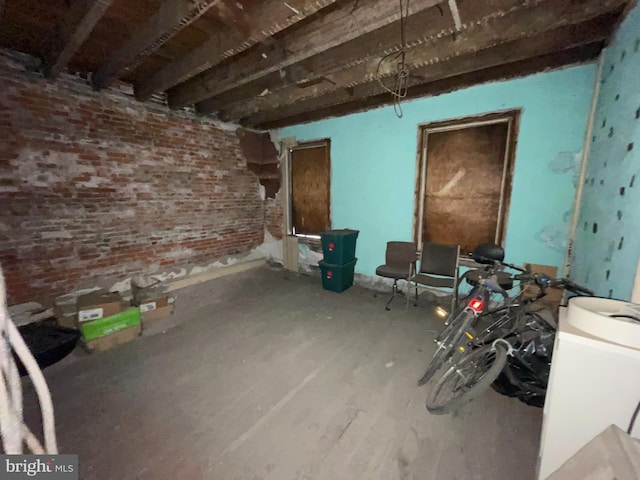 1414 S 5th St, Philadelphia, PA 19147 - misc room with brick wall and beam ceiling