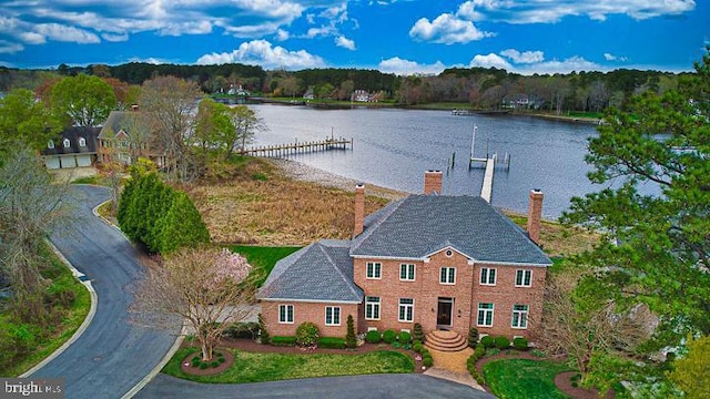712 Riverside Pines Ct, Salisbury, MD 21801 - view from above of property with a nearby body of water and a forest
