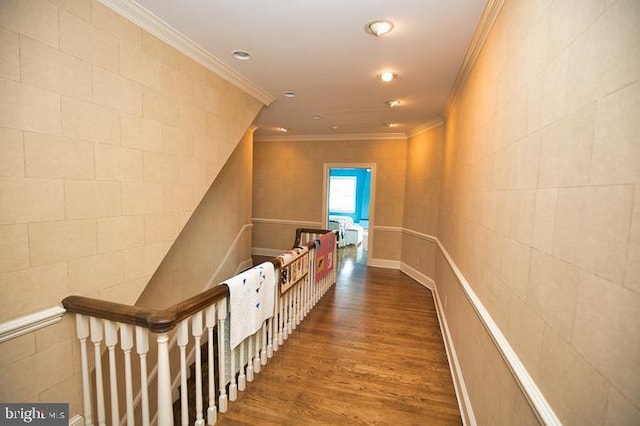 712 Riverside Pines Ct, Salisbury, MD 21801 - corridor with crown molding, wood finished floors, and recessed lighting