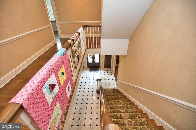 712 Riverside Pines Ct, Salisbury, MD 21801 - stairs with baseboards, wood finished floors, and healthy amount of natural light