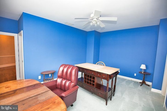 712 Riverside Pines Ct, Salisbury, MD 21801 - carpeted home office featuring a ceiling fan and baseboards