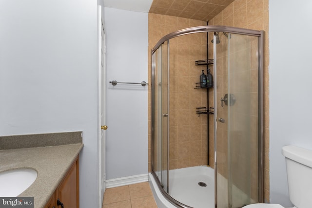 14 Cedar Ct, Flemington, NJ 08822 - full bath featuring toilet, vanity, a shower stall, and tile patterned flooring