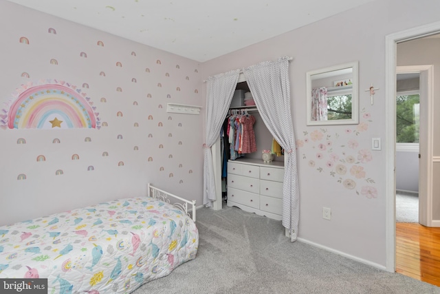 14 Cedar Ct, Flemington, NJ 08822 - bedroom with a closet, carpet, baseboards, and wallpapered walls