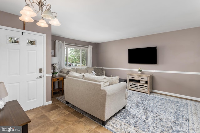 14 Cedar Ct, Flemington, NJ 08822 - living area featuring a chandelier and baseboards