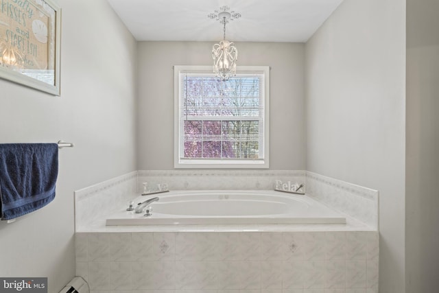 132 Heatherington Ct, Lanoka Harbor, NJ 08734 - bathroom with a chandelier and a garden tub