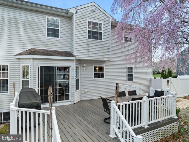 132 Heatherington Ct, Lanoka Harbor, NJ 08734 - rear view of property featuring a wooden deck and fence