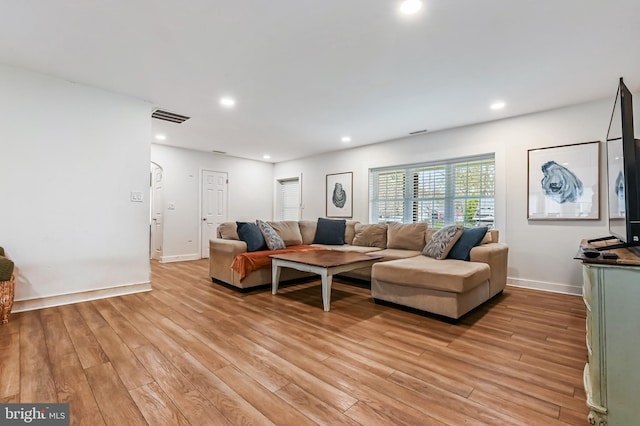 204 Canal St, Grasonville, MD 21638 - living room featuring visible vents, recessed lighting, and light wood-style floors