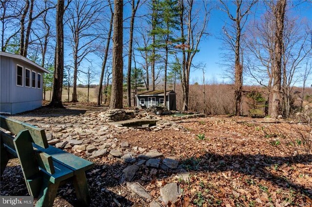 view of yard featuring an outdoor structure