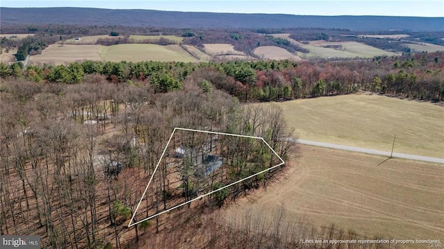 birds eye view of property with a rural view
