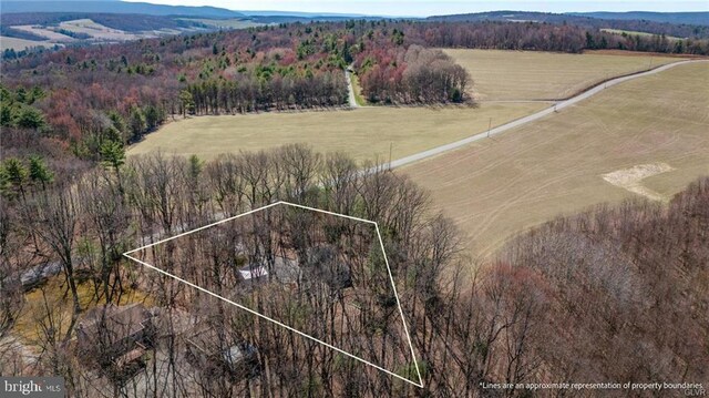drone / aerial view featuring a rural view