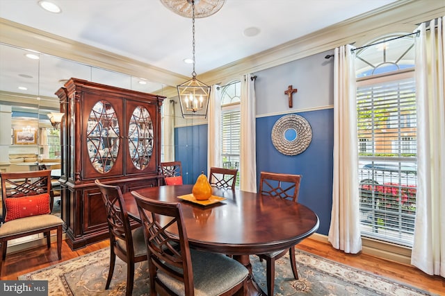 709 Pilot House Dr, Annapolis, MD 21401 - dining space featuring wood finished floors, recessed lighting, a chandelier, and ornamental molding