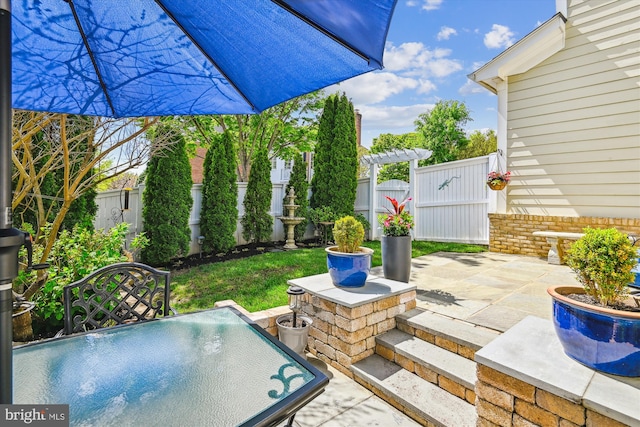709 Pilot House Dr, Annapolis, MD 21401 - view of patio featuring a fenced backyard and outdoor dining space