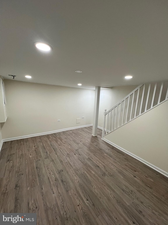 808 Division Ave NE, Washington, DC 20019 - finished basement featuring recessed lighting, stairs, baseboards, and dark wood finished floors