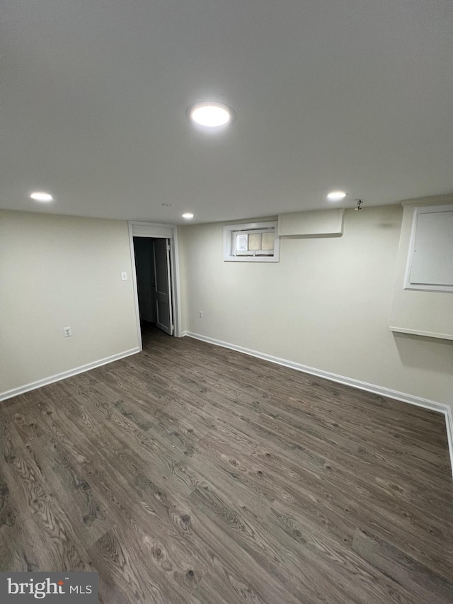 808 Division Ave NE, Washington, DC 20019 - finished below grade area with baseboards, recessed lighting, and dark wood finished floors