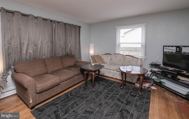 205 Polk Ave, Front Royal, VA 22630 - living room featuring wood finished floors and a baseboard radiator