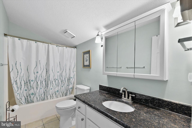 5401 Coastal Hwy Unit 306, Ocean City, MD 21842 - full bathroom with vanity, tile patterned flooring, a textured ceiling, toilet, and visible vents