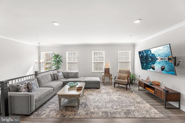12435 Sea Oaks Ln Unit 3, Berlin, MD 21811 - living room with crown molding, wood finished floors, and recessed lighting