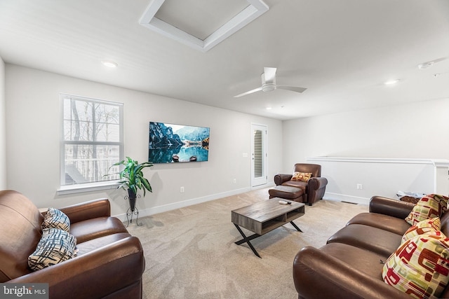 12435 Sea Oaks Ln Unit 3, Berlin, MD 21811 - living room with baseboards, recessed lighting, light colored carpet, and attic access