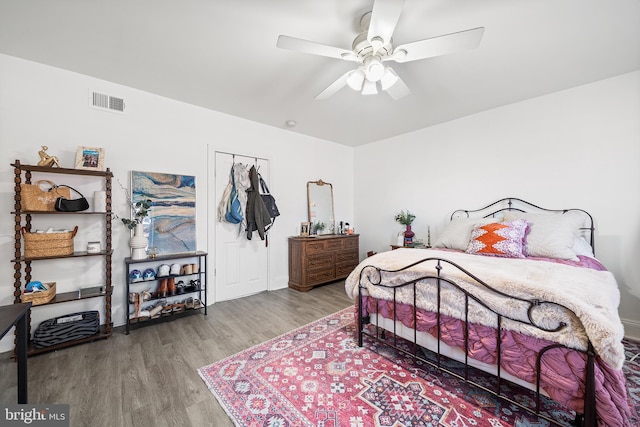 1529 E Berks St, Philadelphia, PA 19125 - bedroom featuring visible vents, ceiling fan, and wood finished floors