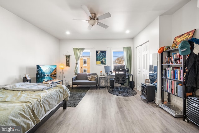 1529 E Berks St, Philadelphia, PA 19125 - bedroom featuring wood finished floors, ceiling fan, a closet, and recessed lighting