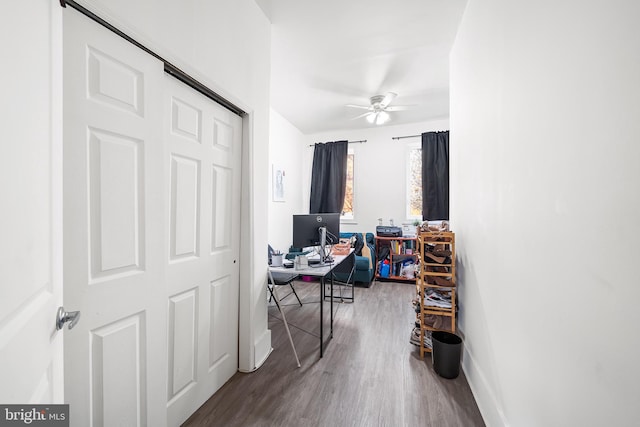 1529 E Berks St, Philadelphia, PA 19125 - office featuring baseboards, a ceiling fan, and wood finished floors