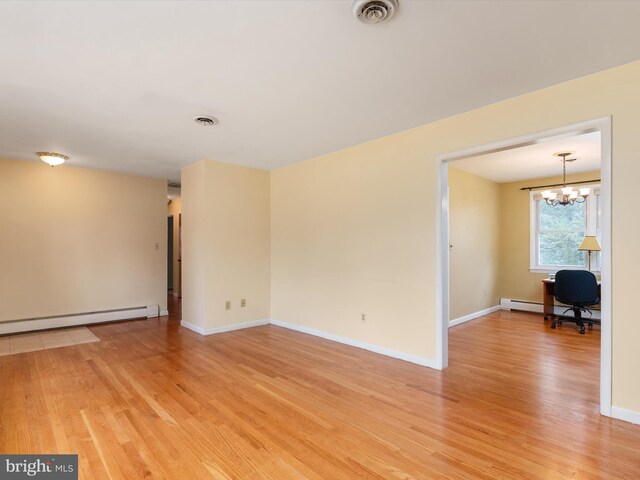 7147 Ohio Ave, Hanover, MD 21076 - unfurnished room featuring visible vents, light wood-style flooring, baseboards, and baseboard heating