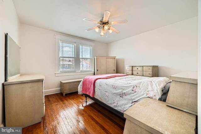 1233 Kahler Ave, Rosedale, MD 21237 - bedroom with wood-type flooring, baseboards, and a ceiling fan