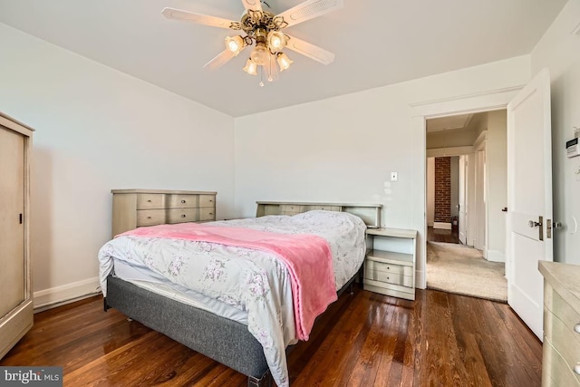 1233 Kahler Ave, Rosedale, MD 21237 - bedroom with baseboards, ceiling fan, and wood finished floors