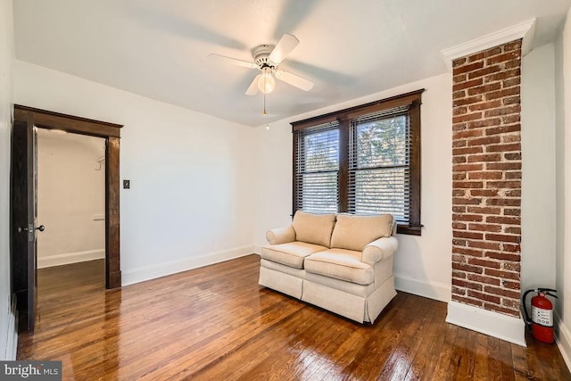 1233 Kahler Ave, Rosedale, MD 21237 - living area with ceiling fan, baseboards, and hardwood / wood-style flooring