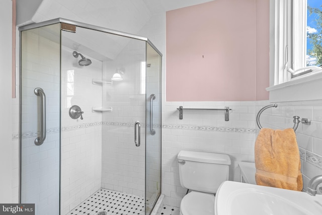 28 Ambler Rd, Cherry Hill, NJ 08002 - bathroom featuring toilet, a stall shower, and a sink