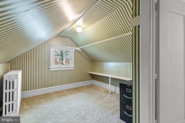 28 Ambler Rd, Cherry Hill, NJ 08002 - bonus room featuring radiator, carpet floors, and lofted ceiling