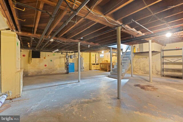 28 Ambler Rd, Cherry Hill, NJ 08002 - unfinished below grade area featuring gas water heater and stairway