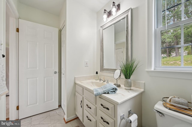 2917 Greenhill Ct, Ijamsville, MD 21754 - bathroom with toilet, marble finish floor, and vanity
